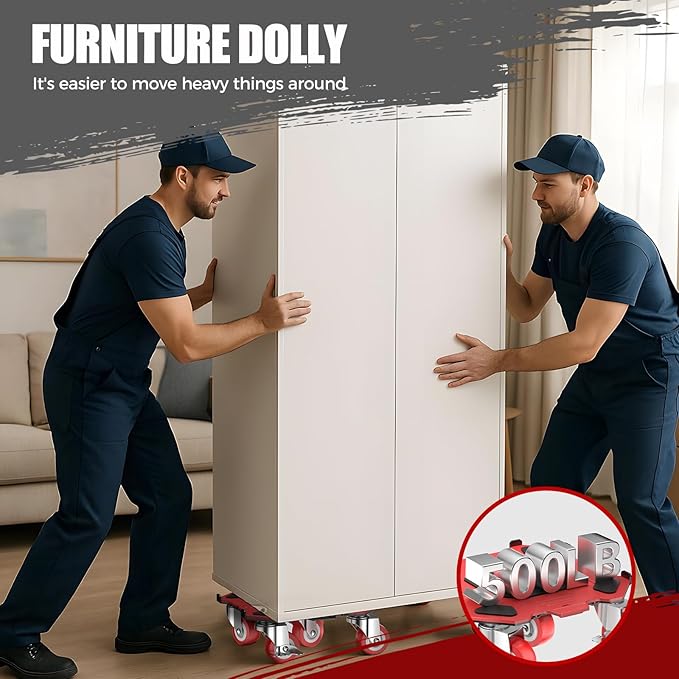 Upgraded Furniture Dolly Movers 5 Wheel Heavy Duty 3000LBS Capacity Carbon - Image 9