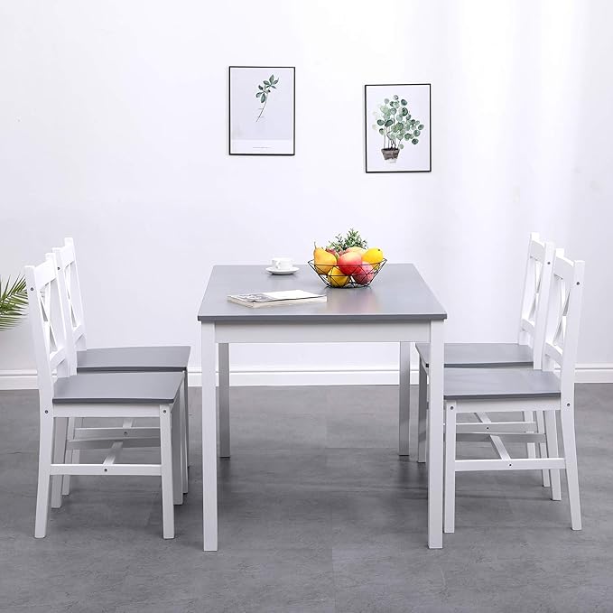 soges Dining Table Set for 4, 42.5 inch Pine Wood Dining Room Table - Image 4
