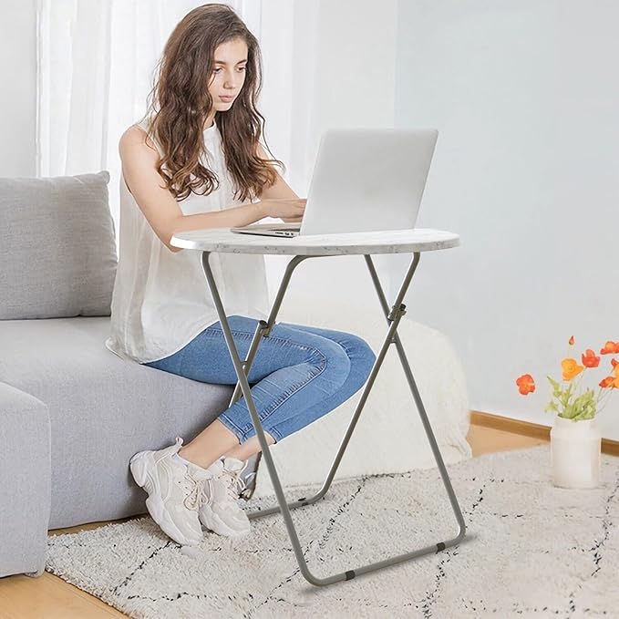 TV Tray Table, Round Folding Table, Foldable Snack Tray - Image 5