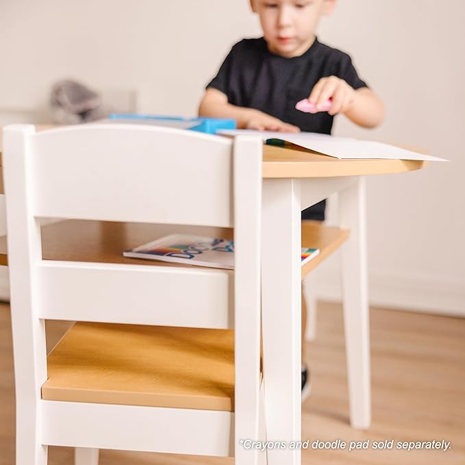 Melissa & Doug Wooden Round Table and 2 Chairs Set – Kids Furniture - Image 8