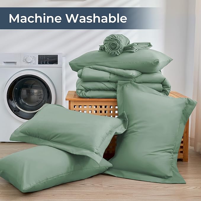 HEVUMYI Light Green King Comforter Set - Image 6