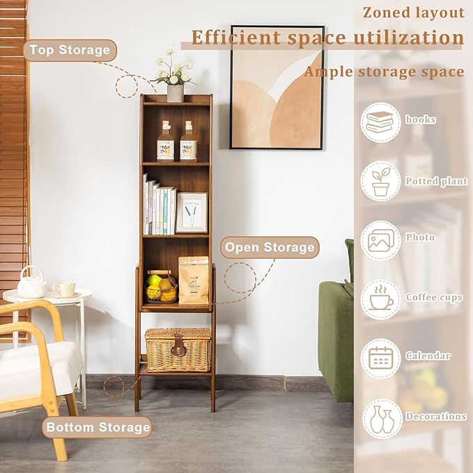 4-Tier Bamboo Bookshelf - Image 3