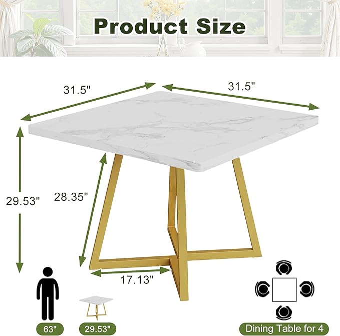 NicBex 31.5 Inch Square Dining Table - Image 2