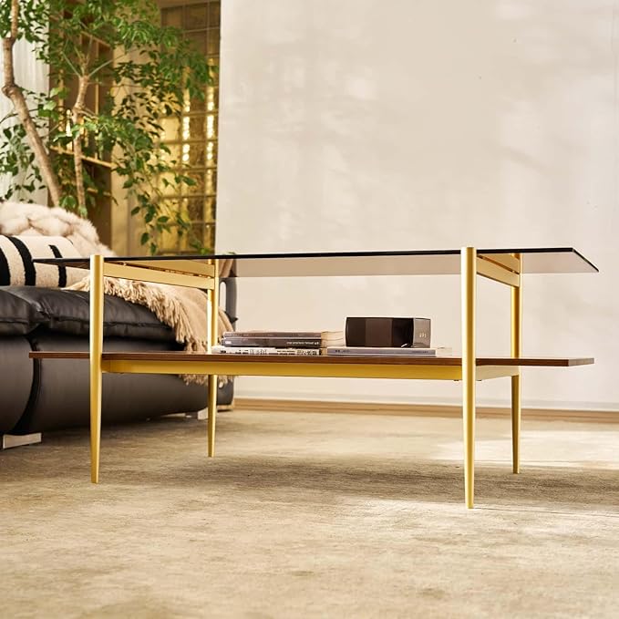 AGV LIGHTING Tadio Glass Coffee Table, Mid-Century Modern Coffee Table - Image 8