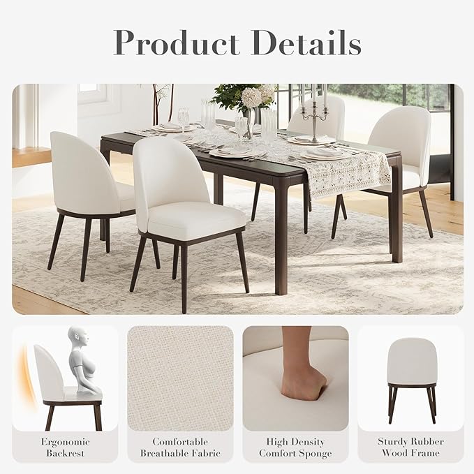 COLAMY Upholstered Dining Chairs Set of 6, Large Dining Room Kitchen Chairs - Image 4