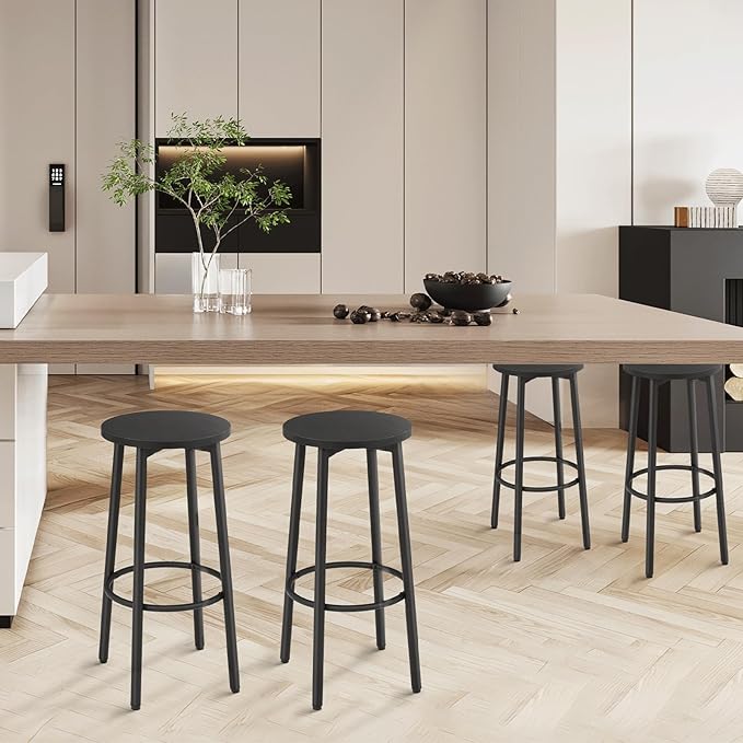 Athena Collection Bar Stools Set of 2, 25.5 Inches Round Counter Height Bar - Image 2