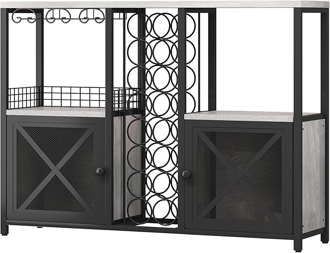 Homeiju Mini Bars for Home, Wooden Coffee Bar Cabinet, Modern Liquor Cabinet - Image 7