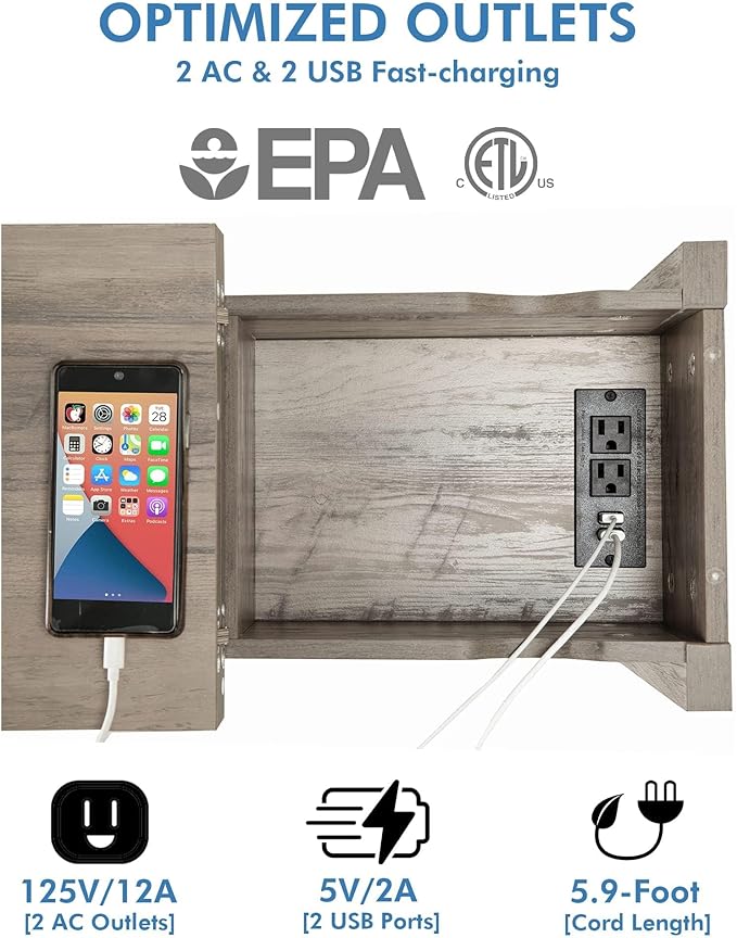 Narrow End Table with Charging Station - Image 4