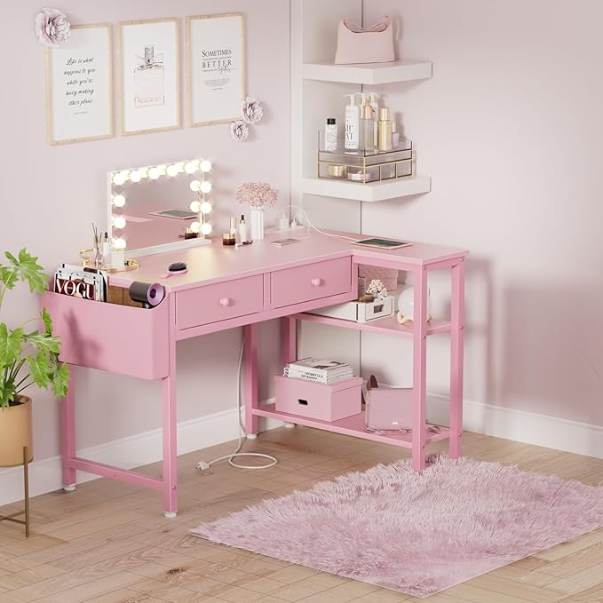 DLisiting Pink Reversible L Shaped Desk - Image 5