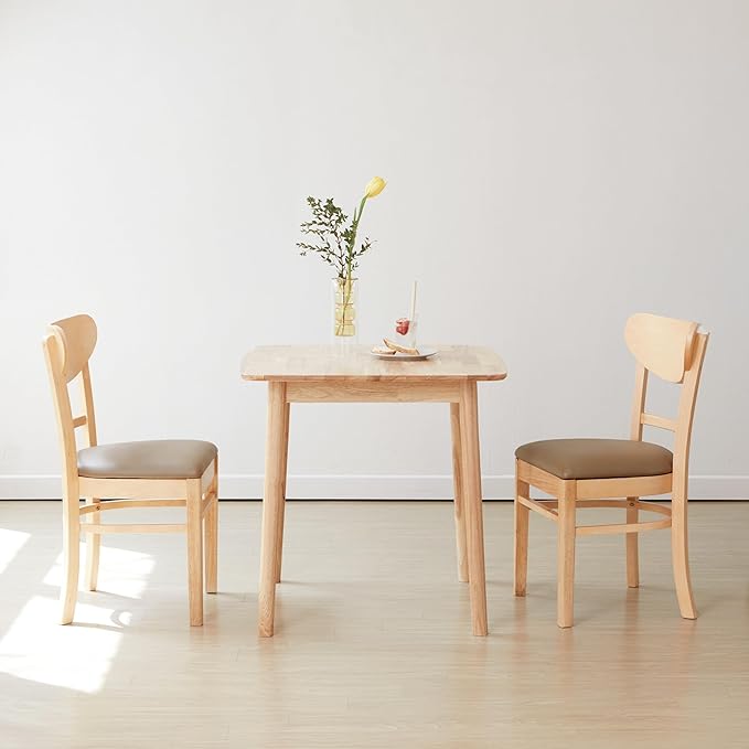 Livinia Aslan 29.5" Malaysian Oak Square Wooden Dining Table/Small Solid Wood - Image 6