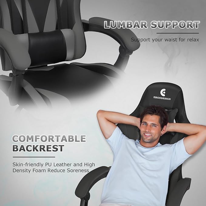 Gaming Chair with Linkage Armrest & Footrest, High Back Video Gaming Chair - Image 7