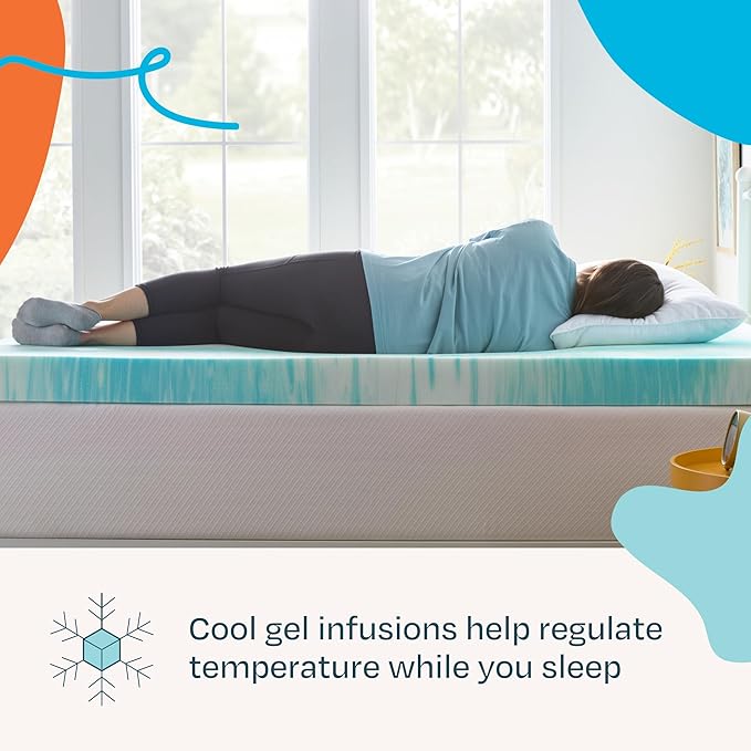 Linenspa 4 Inch Gel Swirl Memory Foam Mattress Topper – Cooling Gel Infused – - Image 2