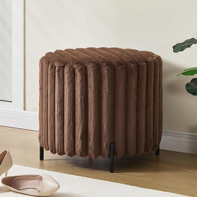 Furniliving Modern Round Ottoman, Large Size Bedroom Ottoman Footstool Round by FurnilivingFurnitureforHome