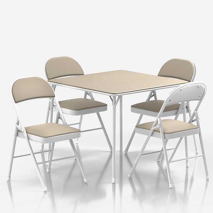 VECELO Portable Folding Card Table Square and Chair Set by VECELO