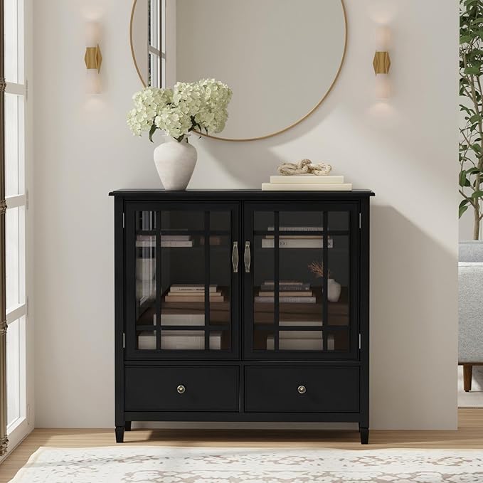 SIMPLIHOME Connaught SOLID WOOD 46 inch Wide Traditional Tall Storage Cabinet - Image 2