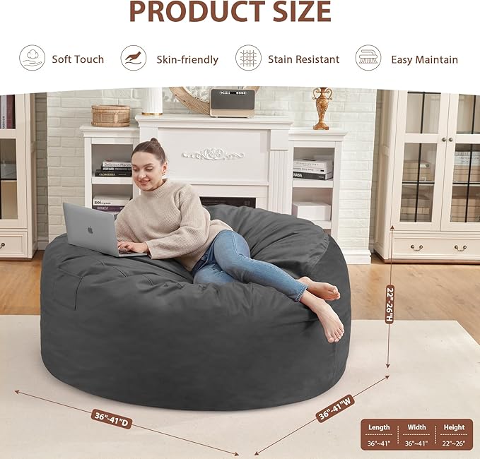 3FT Bean Bag Chair, Comfy Bean Bag Chairs - Image 3