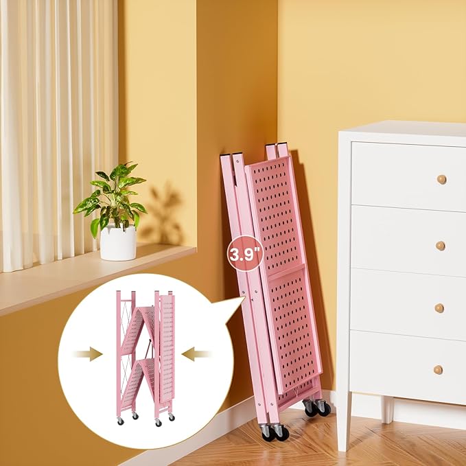 ALANNG Storage Shelves with Wheels, Bookshelf with Storage, No Assembly Metal - Image 6