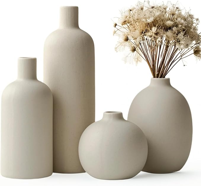 Modern Ceramic Vase Set, Neutral Colors, Decorative Vases by Vaurcesavase