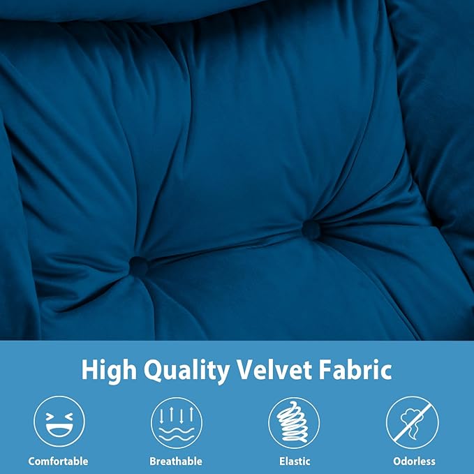 Lazy Chair with Folding Ottoman, Accent Chair Velvet Upholstered with Metal - Image 9