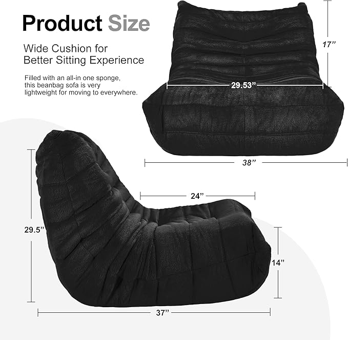 Bean Bag Chairs for Adults Giant Bean Bag Chair Memory Foam BeanBag Chair Big - Image 2