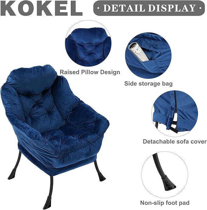 Lazy Chair with Folding Ottoman, Living Room Chairs, Accent Contemporary Lounge - Image 4