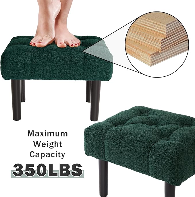 HOUCHICS Fur Padded Foot Stool, Small Ottoman Rest - Image 8