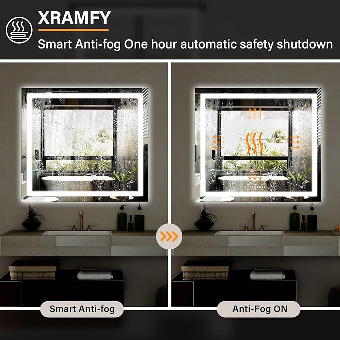 47"x 47" LED Bathroom Mirror, Backlit + Front Lit, LED Bathroom Mirror - Image 6
