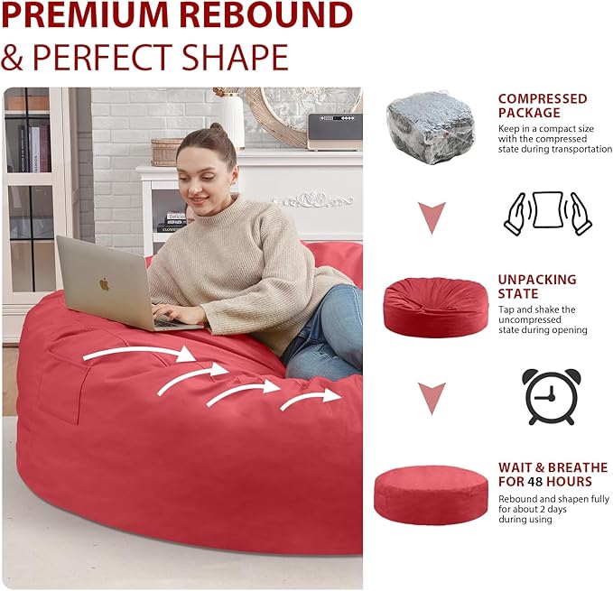7FT Bean Bag Chair, Large Bean Bag Chairs - Image 6
