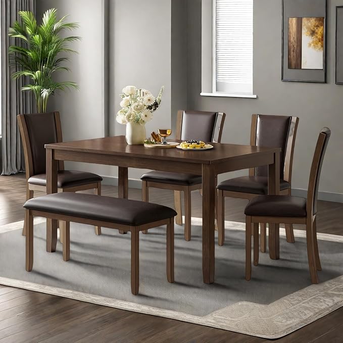 Dining Table Set for 5, 6-Piece Kitchen Table & Chairs Set - Image 6