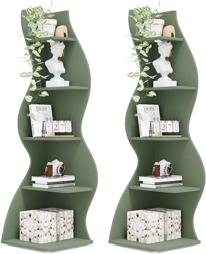 Tribesigns Corner Shelf, Modern 5-Tier Wall Corner Bookshelf, Stylish Corner by Tribesigns