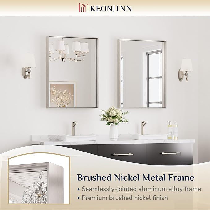 Keonjinn Brushed Nickel Bathroom Mirror - Image 7