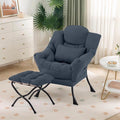 Lazy Chair with Ottoman, Modern Lounge Chair with Lumbar Pillow, Accent Cozy by Furlide