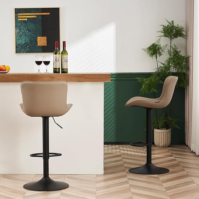 YOUNUOKE Counter Height Bar Stools Kitchen Island Barstools Set of 2 Adjustable - Image 7
