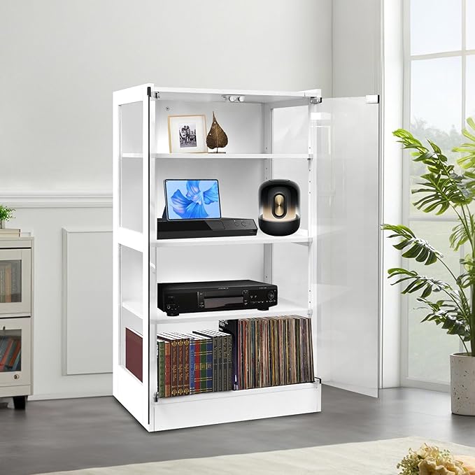 4-Tier Media Cabinet with LED Lighting, Audio/Video Stand Featuring Built-in - Image 2