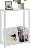 Narrow Side Table with Magazine Holder, Skinny End Table Perfect by Homleke