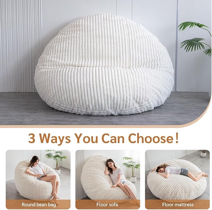 BYBYME 3 in 1 Bean Bag Chairs, Bean Bag Bed - Image 6