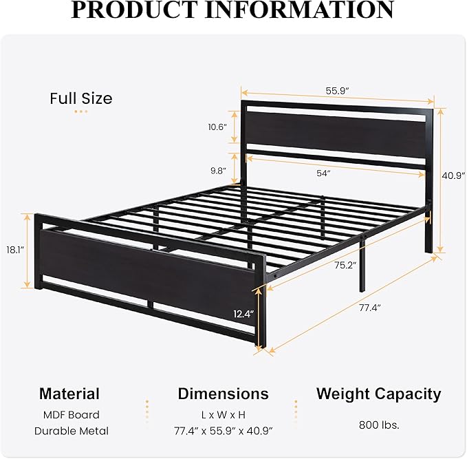 SHA CERLIN Full Size Bed Frame - Image 2
