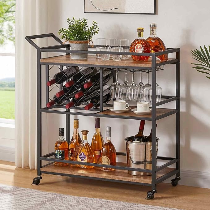 FATORRI Bar Cart for The Home, Rolling Wine Carts on Wheels - Image 2