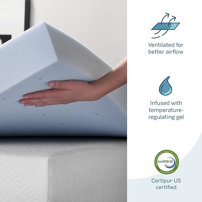 LUCID - LU40FF30GT 4 Inch Gel Memory Foam Mattress Topper-Ventilated - Image 2