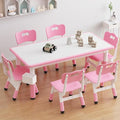 GarveeHome Kids Table and 6 Chairs Set, Height Adjustable Toddler Table and by GarveeHome