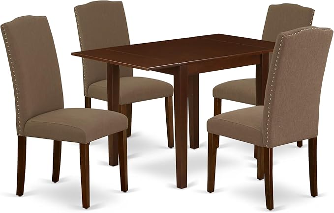 East West Furniture NDEN5-MAH-18 5 Piece Dining Table Set Includes a Rectangle by EastWestFurniture