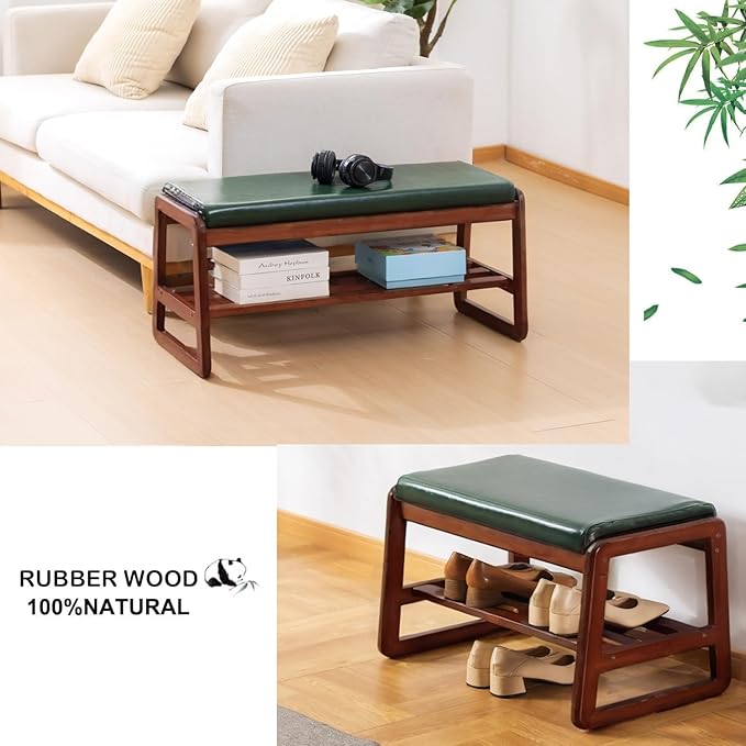 latifolia Solid Wood Bench, Entryway Shoe Bench - Image 6