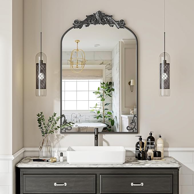 24x36 inch Vintage Arched Bathroom Mirror - Image 9