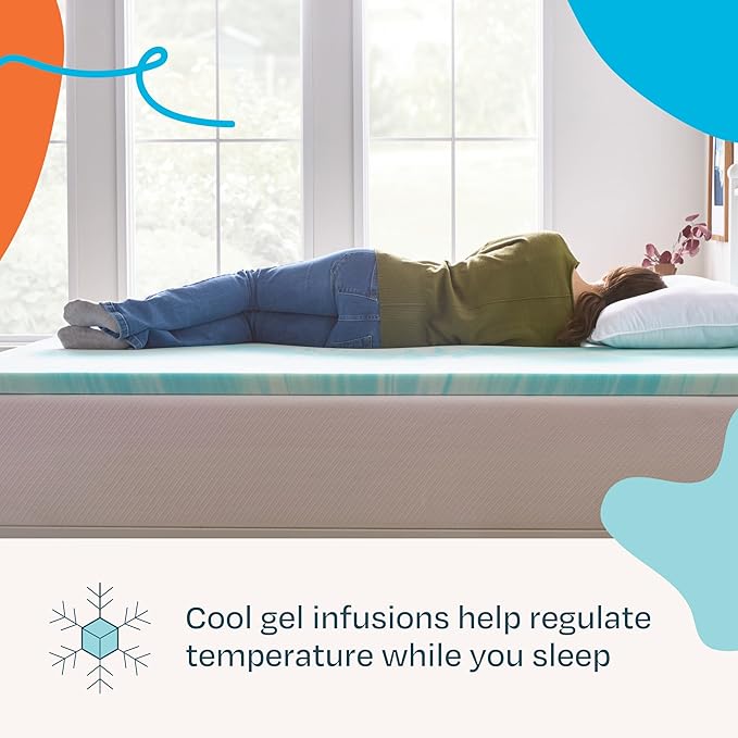 Linenspa 2 Inch Gel Swirl Memory Foam Mattress Topper – Cooling Gel Infused – - Image 2