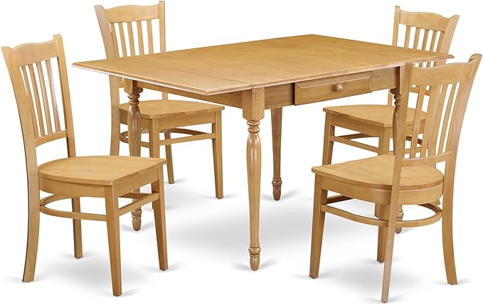 East West Furniture MZGR5-OAK-W 5 Piece Kitchen Table Set by EastWestFurniture