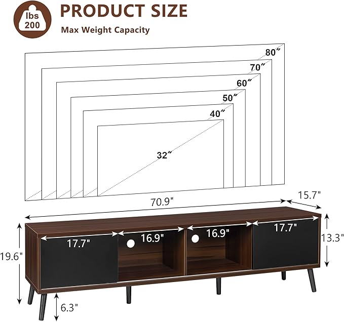 Clikuutory Mid Century Modern 70 Inch TV Stand - Image 6