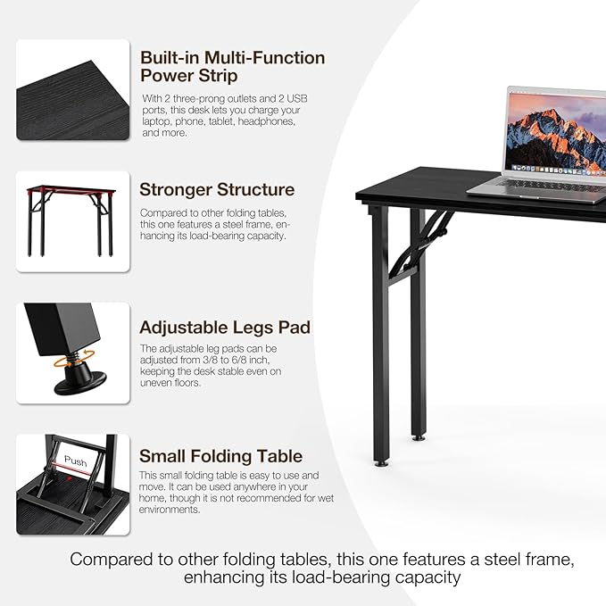TEMI Small Computer Desk Folding Table - Image 8