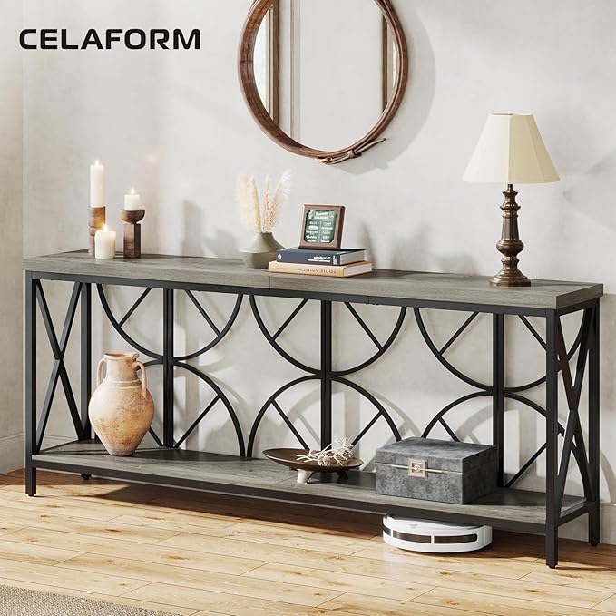 70.9-Inch Extra Long Sofa Table, Narrow Console Table Behind Couch - Image 8