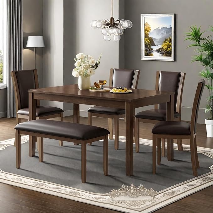 Dining Table Set for 5, 6-Piece Kitchen Table & Chairs Set - Image 4