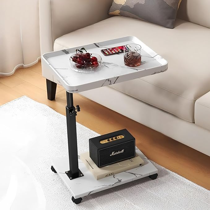 C Table End Table Adjustable Height, 360°Swivel TV Tray Table by SJIE